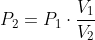 P_{2}=P_{1}\cdot \frac{V_{1}}{V_{2}}